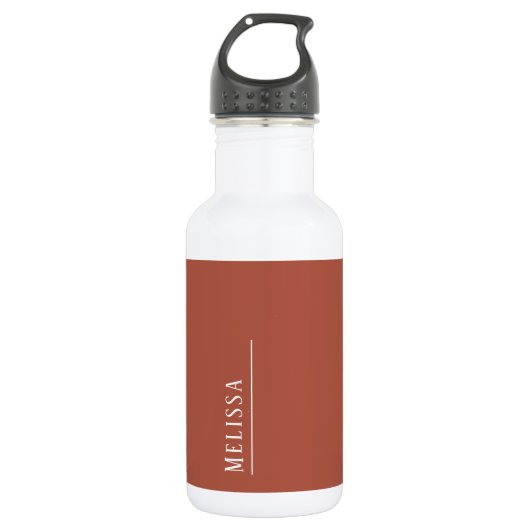 Maßgeschneidertes Monogramm, moderne Terrakotta-Fa Edelstahlflasche (Vorderseite)