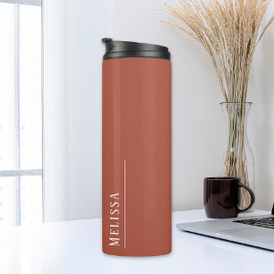 Maßgeschneidertes Monogramm, moderne Terrakotta Thermosbecher