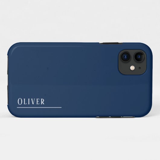 Maßgeschneidertes Monogramm, modernes Marineblau Case-Mate iPhone Hülle (Rückseite (Horizontal))