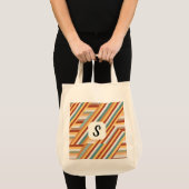Maßgeschneidertes Monogramm Modernes Retro 70er Ge Tragetasche (Vorderseite (Produkt))