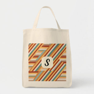 Maßgeschneidertes Monogramm Modernes Retro 70er Ge Tragetasche