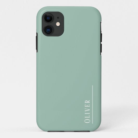 Maßgeschneidertes Monogramm, modernes Weiß-Grün Case-Mate iPhone Hülle (Rückseite)