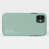 Maßgeschneidertes Monogramm, modernes Weiß-Grün Case-Mate iPhone Hülle (Rückseite (Horizontal))