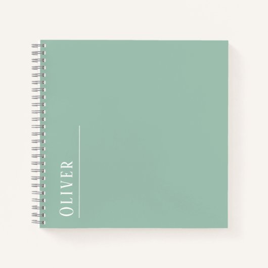 Maßgeschneidertes Monogramm, modernes Weiß-Grün Notizblock (Vorderseite)