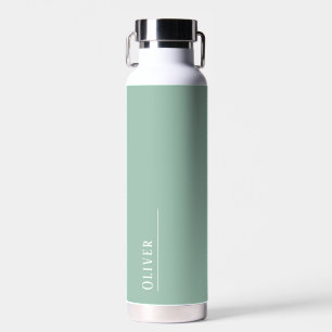 Maßgeschneidertes Monogramm, modernes Weiß-Grün Trinkflasche