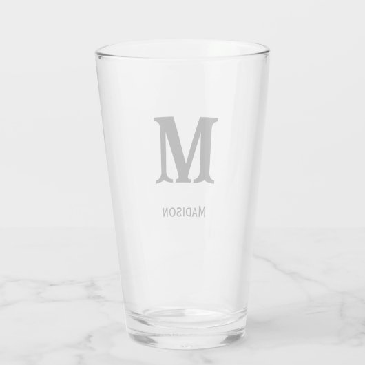 Maßgeschneidertes Monogramm oder Name Bierglas Glas (Rückseite)