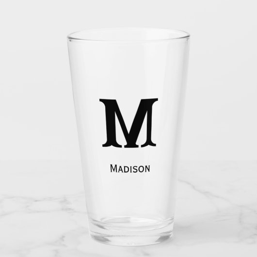 Maßgeschneidertes Monogramm oder Name Bierglas Glas (Vorderseite)