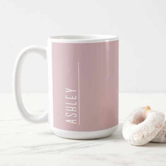 Maßgeschneidertes Monogramm, pastellrosa modern Kaffeetasse (Mit Donut)