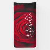 Maßgeschneidertes Monogramm rote Rose Vintages Fot Banner (Vertikal)