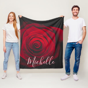 Maßgeschneidertes Monogramm rote Rose Vintages Fot Fleecedecke