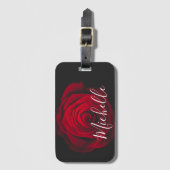 Maßgeschneidertes Monogramm rote Rose Vintages Fot Gepäckanhänger (Vorderseite Vertikal)