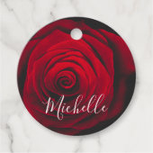 Maßgeschneidertes Monogramm rote Rose Vintages Fot Geschenkanhänger (Vorderseite)