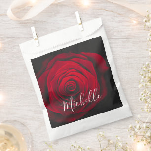 Maßgeschneidertes Monogramm rote Rose Vintages Fot Geschenktütchen