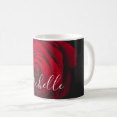 Maßgeschneidertes Monogramm rote Rose Vintages Fot Kaffeetasse (VorderseiteRechts)