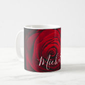 Maßgeschneidertes Monogramm rote Rose Vintages Fot Kaffeetasse (Vorderseite Links)