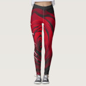 Maßgeschneidertes Monogramm rote Rose Vintages Fot Leggings (Vorderseite)