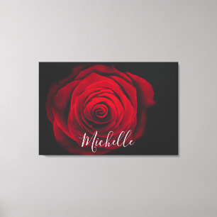 Maßgeschneidertes Monogramm rote Rose Vintages Fot Leinwanddruck