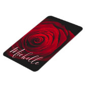 Maßgeschneidertes Monogramm rote Rose Vintages Fot Magnet (Linke Seite)