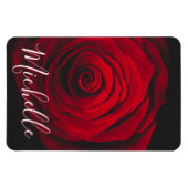 Maßgeschneidertes Monogramm rote Rose Vintages Fot Magnet (Horizontal)
