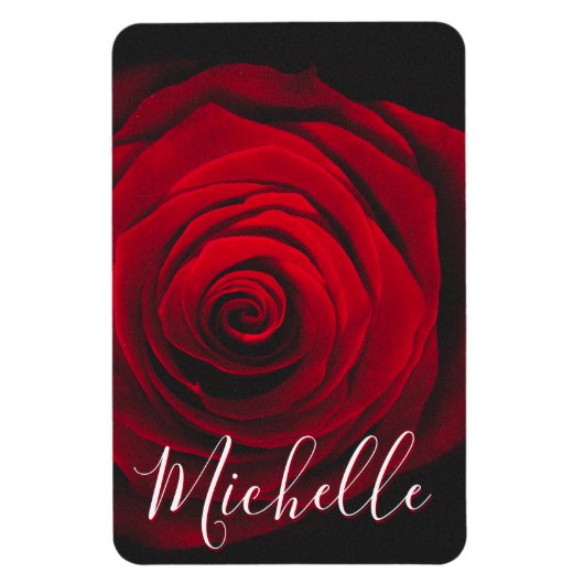 Maßgeschneidertes Monogramm rote Rose Vintages Fot Magnet (Vertikal)