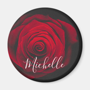 Maßgeschneidertes Monogramm rote Rose Vintages Fot Magnet