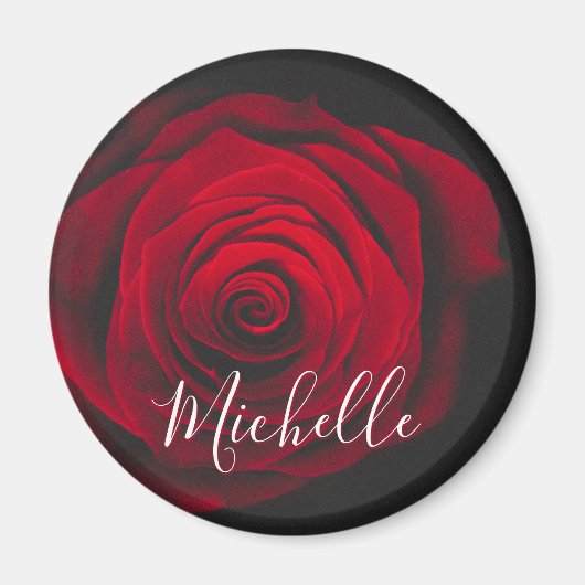 Maßgeschneidertes Monogramm rote Rose Vintages Fot Magnet (Vorne)