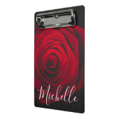 Maßgeschneidertes Monogramm rote Rose Vintages Fot Mini Klemmbrett (Gewinkelt2)