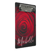 Maßgeschneidertes Monogramm rote Rose Vintages Fot Mini Klemmbrett (Schrägansicht)