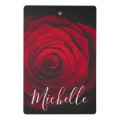 Maßgeschneidertes Monogramm rote Rose Vintages Fot Mini Klemmbrett (Rückseite)
