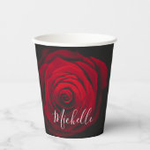 Maßgeschneidertes Monogramm rote Rose Vintages Fot Pappbecher (Vorderseite)