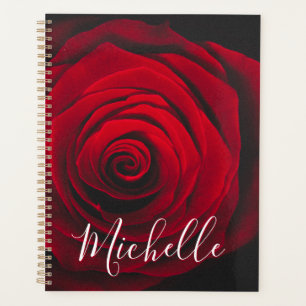 Maßgeschneidertes Monogramm rote Rose Vintages Fot Planer