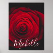 Maßgeschneidertes Monogramm rote Rose Vintages Fot Poster (Vorne)