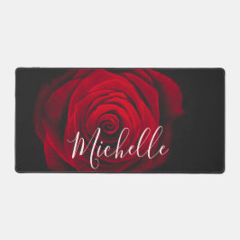 Maßgeschneidertes Monogramm rote Rose Vintages Fot Schreibtischunterlage