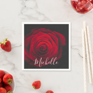 Maßgeschneidertes Monogramm rote Rose Vintages Fot Serviette