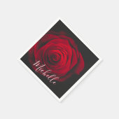 Maßgeschneidertes Monogramm rote Rose Vintages Fot Serviette (Ecke)