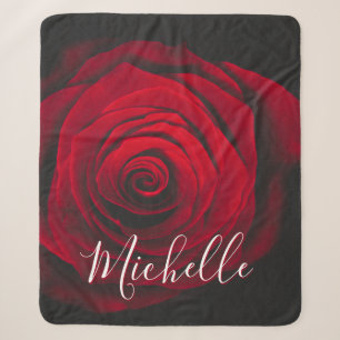 Maßgeschneidertes Monogramm rote Rose Vintages Fot Sherpadecke