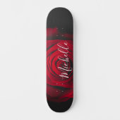 Maßgeschneidertes Monogramm rote Rose Vintages Fot Skateboard (Vorderseite)