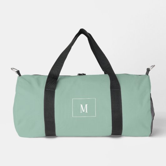 Maßgeschneidertes Monogramm, überall sage grün Duffle Bag (Vorderseite)