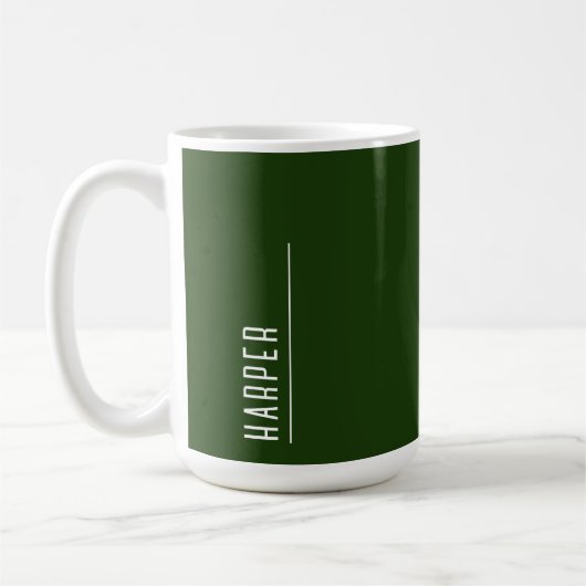 Maßgeschneidertes Monogramm, waldgrüne Weihnachten Kaffeetasse (Links)