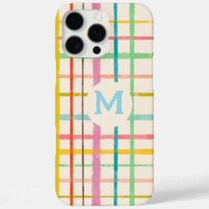 Maßgeschneidertes Monogramm-Watercolor-Gitter iPhone 16 Pro Max Hülle