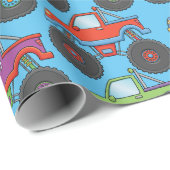 Maßgeschneidertes Monster Truck Wrapping Paper Geschenkpapier (Rolleneckpunkt)