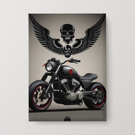 Maßgeschneidertes Motorrad mit Skull und Wing Grap Button (Vorderseite)