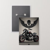 Maßgeschneidertes Motorrad mit Skull und Wing Grap Button (Vorderseite/Rückseite)