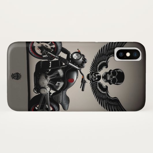 Maßgeschneidertes Motorrad mit Skull und Wing Grap Case-Mate iPhone Hülle (Rückseite (Horizontal))