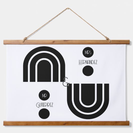 Maßgeschneidertes "Mr. & MRS" Holz mit Teppichbode Wandteppich Mit Holzrahmen (Vorne)