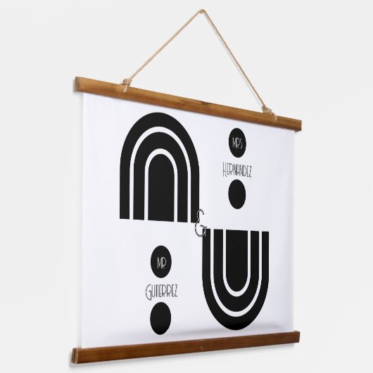 Maßgeschneidertes "Mr. & MRS" Holz mit Teppichbode Wandteppich Mit Holzrahmen (Gewinkelt)