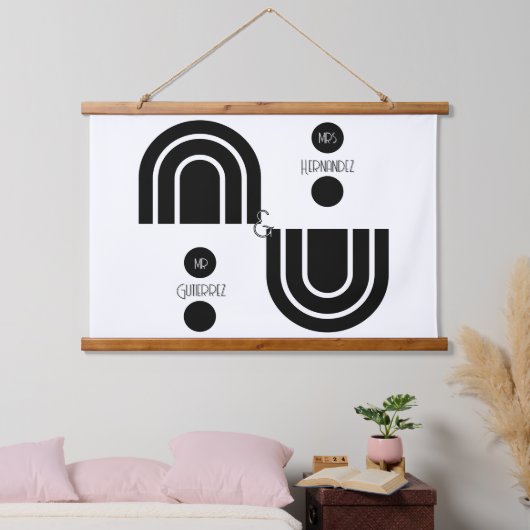 Maßgeschneidertes "Mr. & MRS" Holz mit Teppichbode Wandteppich Mit Holzrahmen (Schlafzimmer)