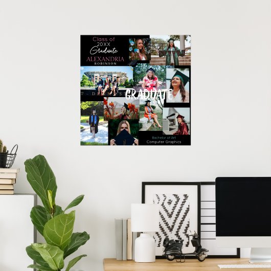 Maßgeschneidertes Multi-Foto Collage 6 V1 Poster (Heimbüro)