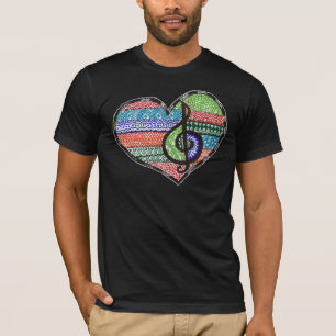 Maßgeschneidertes Musikherz Treble Clef Doodle T-Shirt
