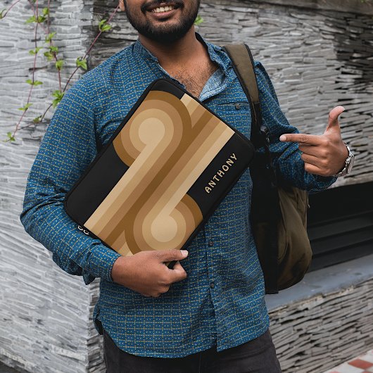 Maßgeschneidertes neutrales braunes Beige Tan Retr Laptopschutzhülle